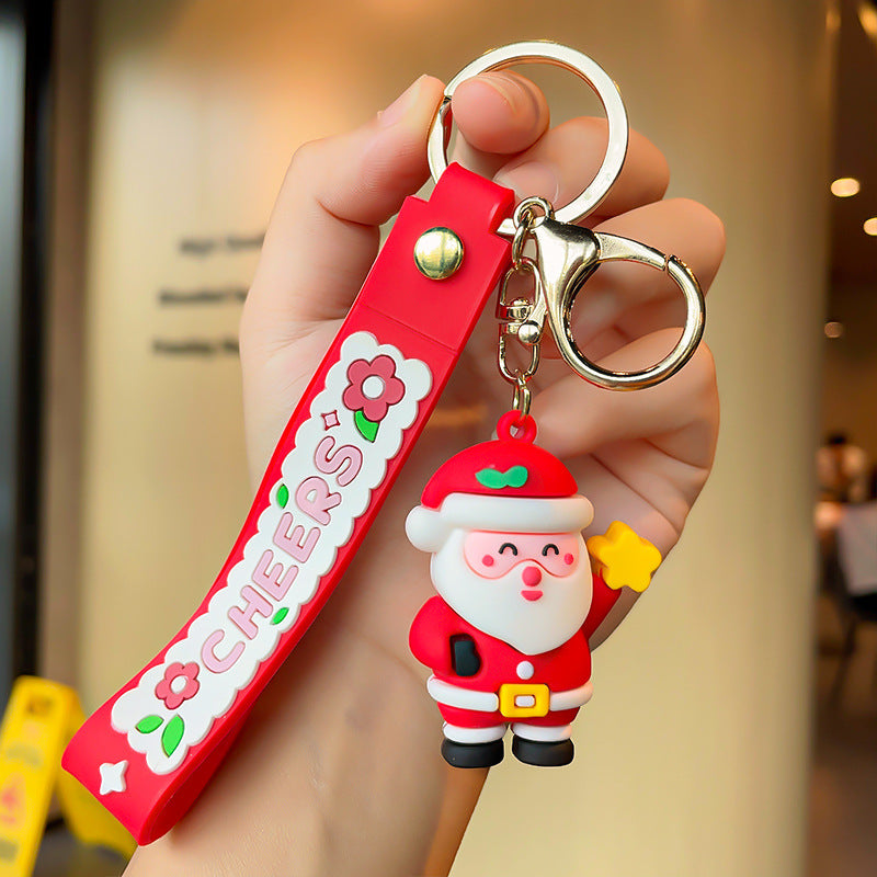 Wholesale Christmas Series Cartoon Elk Socks Silicone Keychain